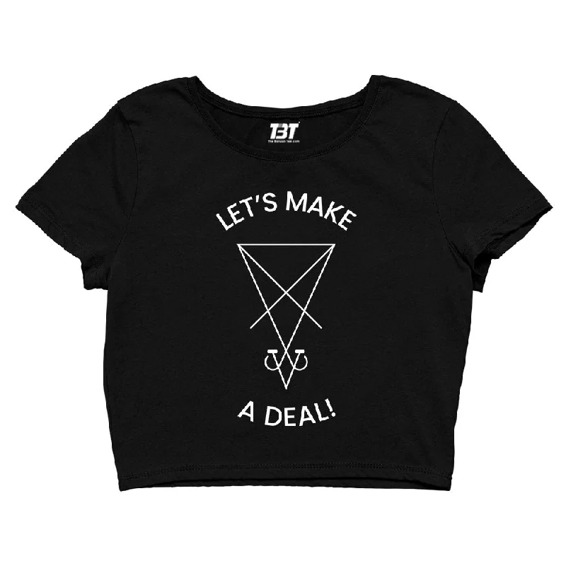 Major Savings Lucifer Crop Top - Let's Make A Deal