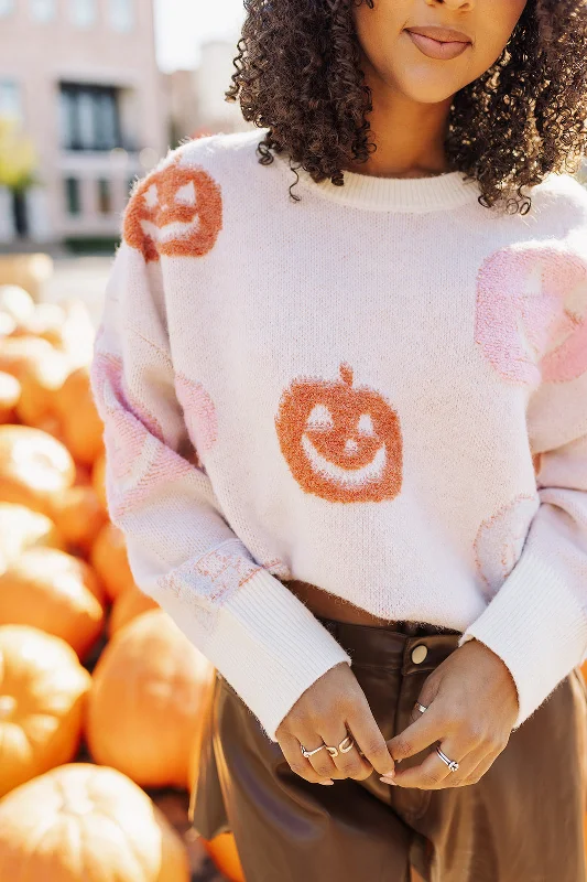 Weekend Savings Bonanza Pumpkin Patch Date Sweater - Ivory