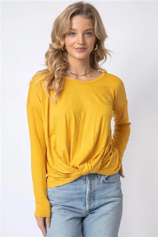 Special Buy Mustard Front Twisted Detail Long Sleeve Top /1-1-1
