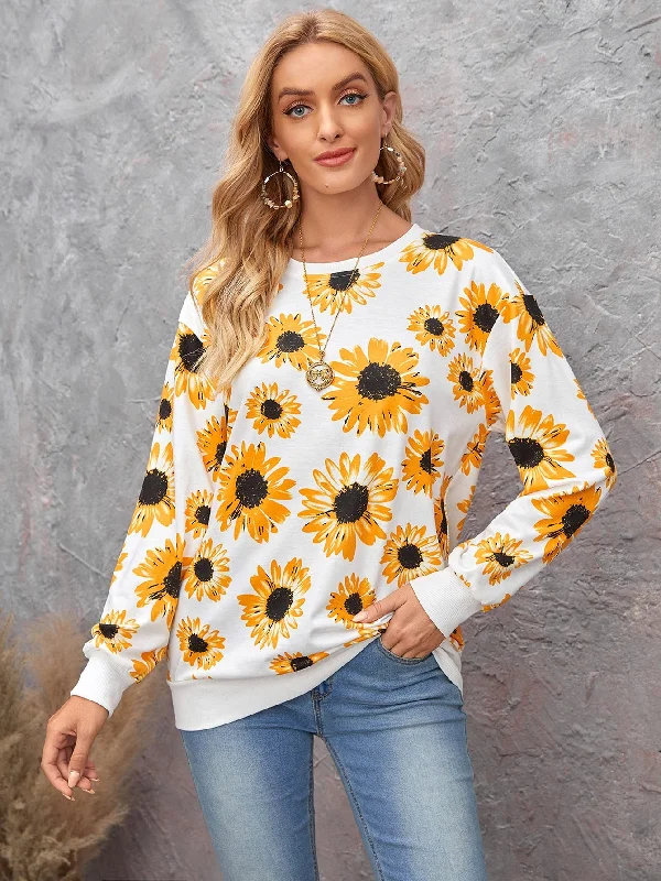 Top Pick Casual All Over Print Long Sleeve Round Neck Regular Women Sweatshirt