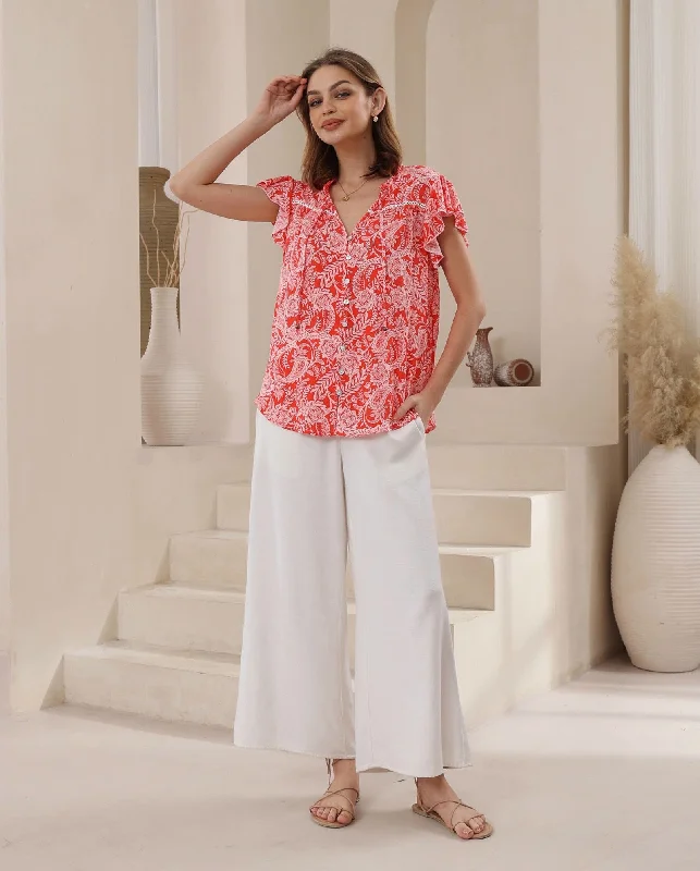 Weekend Discounts Worth Grabbing Iris Maxi Jazz Bohemian Blouse V Neck Buttoned - Gianna