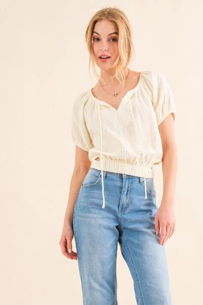 Incredible Offers Back Tie Gauze Blouse