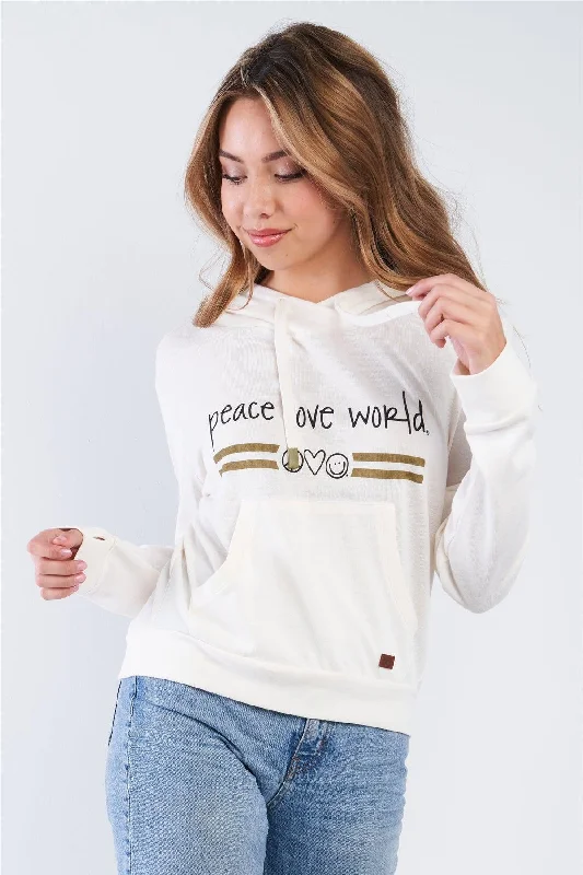 Best Bargains Pristine Long Sleeve "Peace Love World" Tour Hoodie Sweatshirt