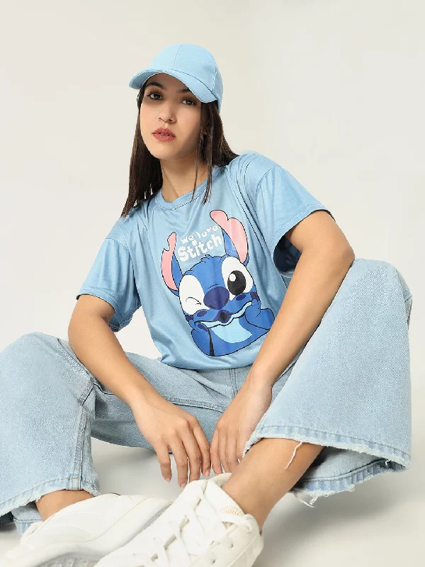 Stock Clearance Women Graphic Blue T Shirt
