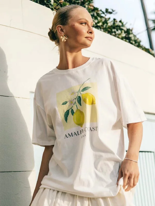 Bonus Offer Paper Heart Amalfi Coast Oversized Lemon Vintage T-Shirt - White