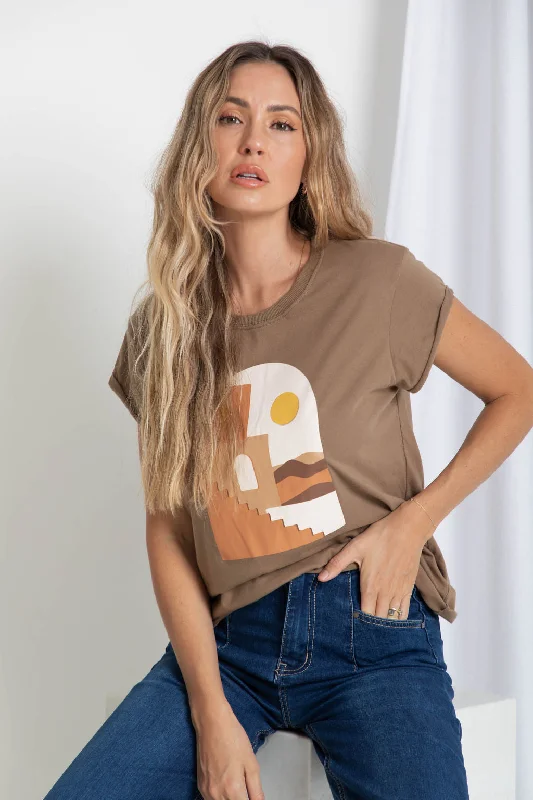 Huge Discounts Sahara Graphic Tee - Khaki