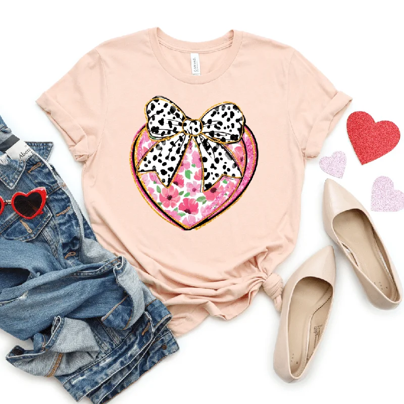Weekend Savings Delight Heart With Spotted Bow Graphic Tee