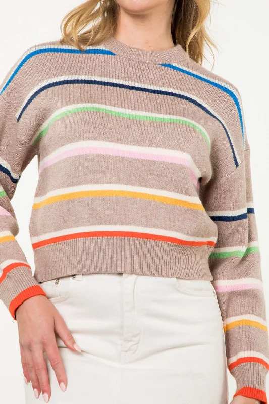 Unbeatable Prices Taupe Striped Sweater