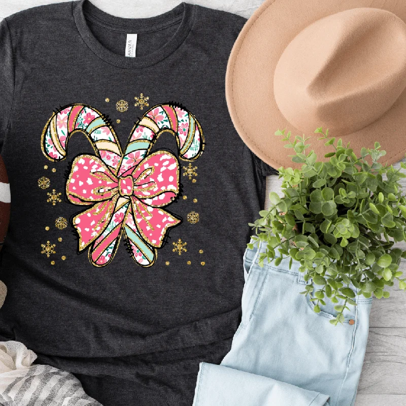 Top Pick Candy Cane Bow Graphic Tee
