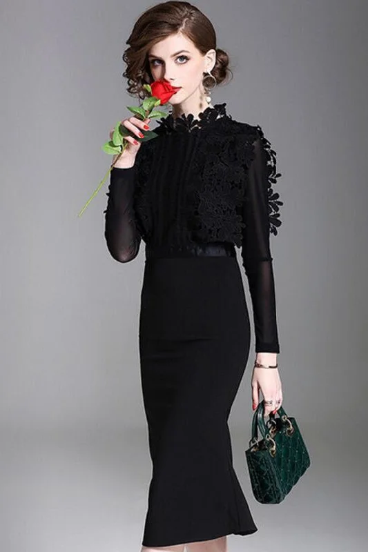 Weekend Savings Sensation Fishtail Dress W/ Lace Overlay