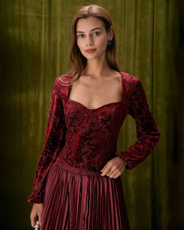TIME-Limited Offer The Red Sweetheart Neck Burnout Blouse