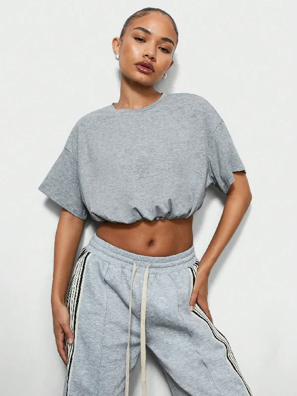 Major Deal SUMWON WOMEN Bubble Hem Crop Tee