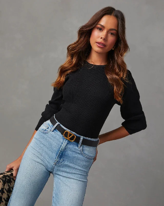 Deal Explosion Carsian Ribbed Puff Sleeve Sweater