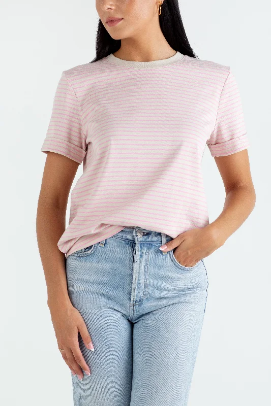 Weekend Deals to Brighten Your Day "The Anna" - Boyfriend T-shirt (Stripe Pink)