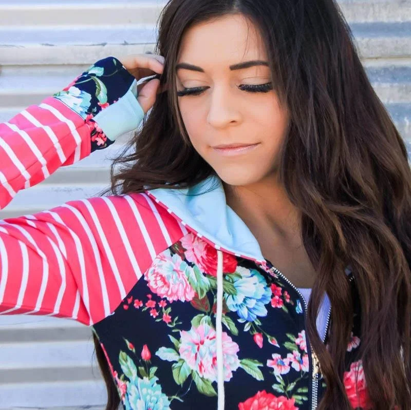 Shop and Save Isabel Blue Floral Woman's Hoodie