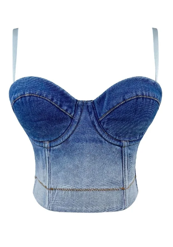 Weekend Deals That Please Gradient Blue Denim Corset Top