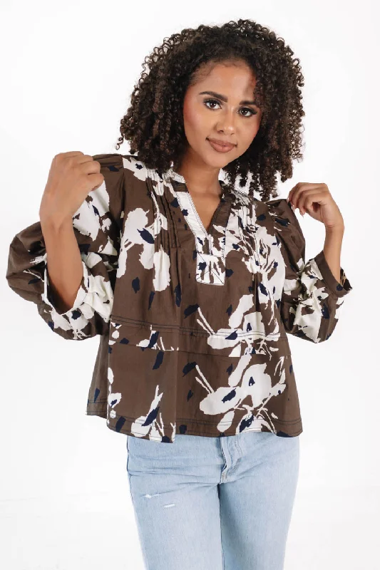 Weekend Specials to Enjoy No Complaints Top - Brown
