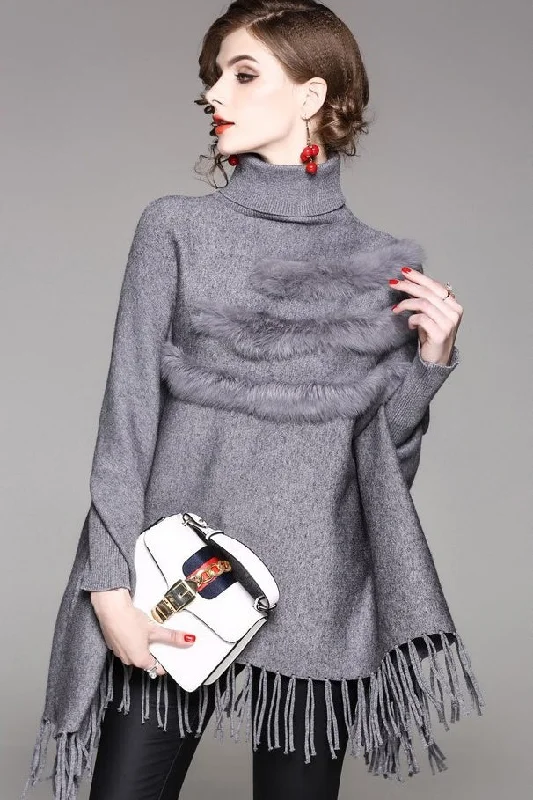 Overstock Clearance Dolman Sleeve Sweater W/ Fringe