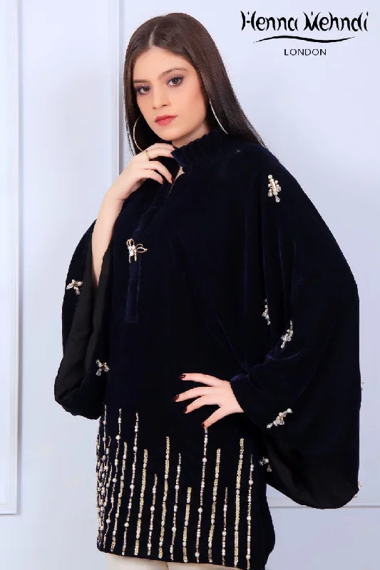 Weekend Specials to Relish Black Velvet Pearl & Diamante Embroidered Silhouette
