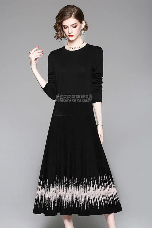 Massive Deal Black Tencel Dress W/ Wave Detail