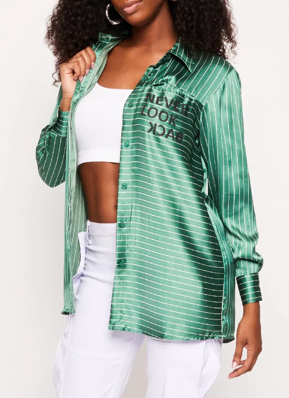 Price Drop Never Look Back Satin Pinstripe Shirt