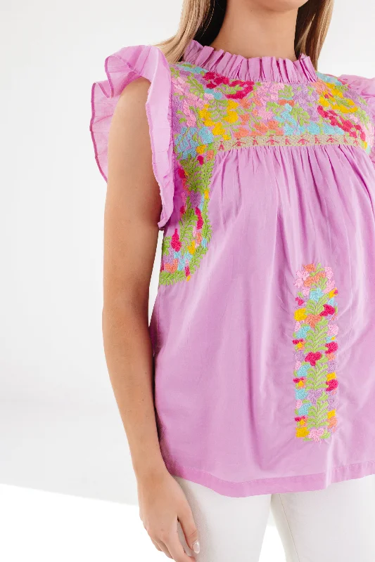 Weekend-Only Price Drops The Harlyn Ruffle Neck Top - Lavender