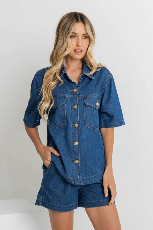 Exclusive Online Offer Willow Denim Shirt - Dark Wash - The Self Styler