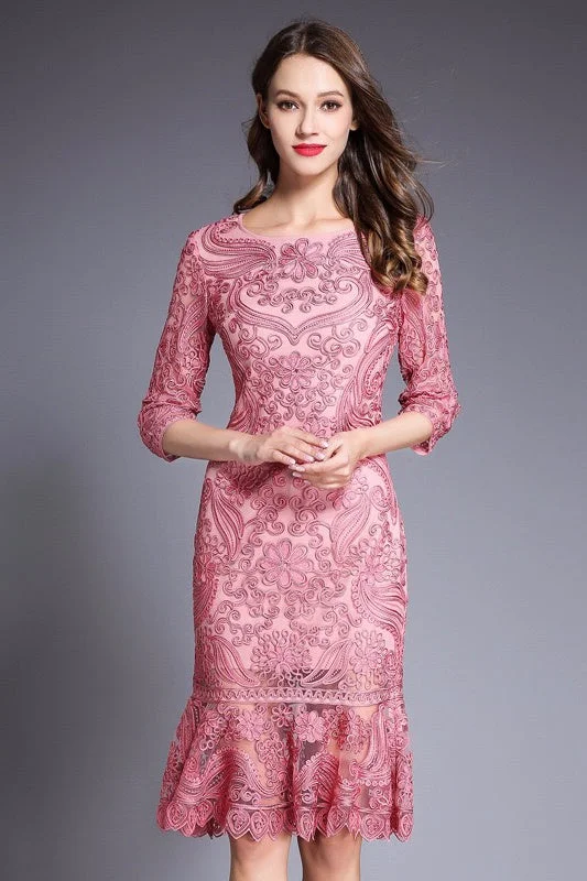 Lowest Prices Embroidered Lace Fishtail Dress