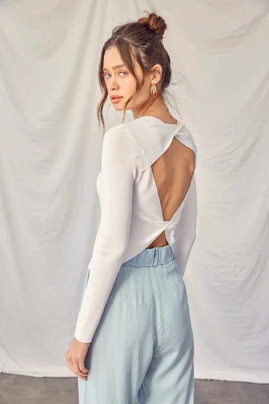 Epic Deals Twisted Back Long Sleeve Knit Top