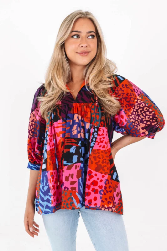 Year-End Clearance The Jade Puff Sleeve Tunic - Multi