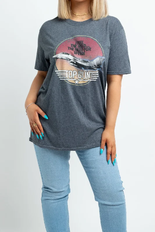 Limited Quantity Daisy Street Top Gun Licensed T-Shirt in Grey