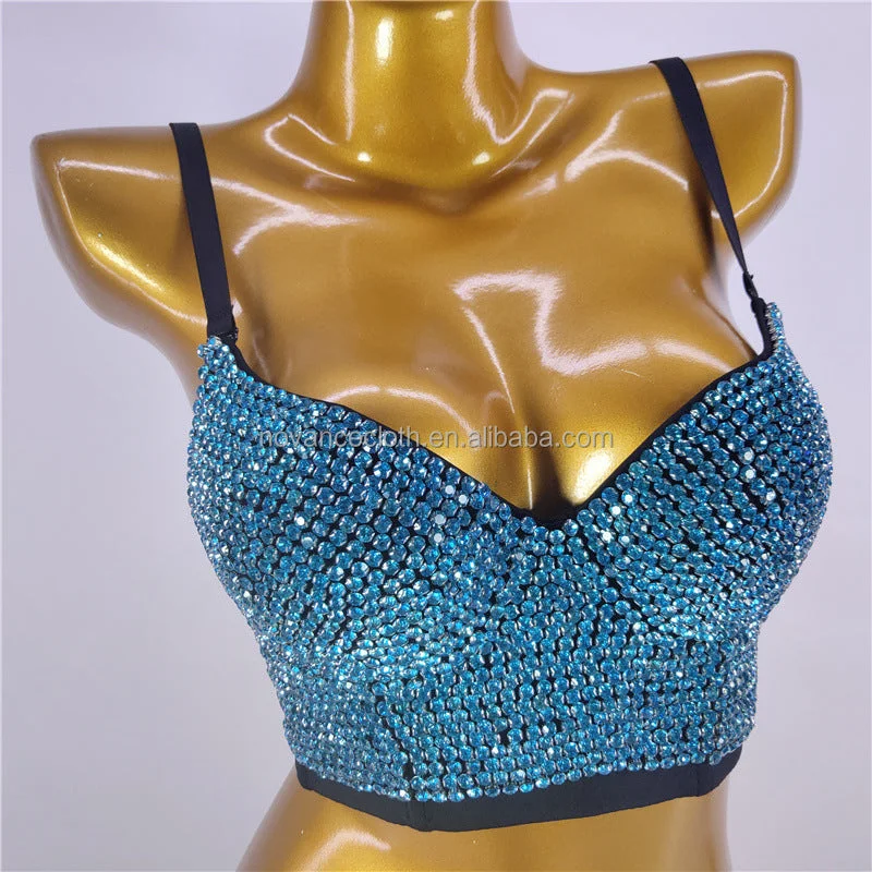 Weekend Savings Spree Novance Women Tops 2023 Shiny Sky Blue Crystal Fishbone Sling Singing And Dancing Stage Performance Sexy Camisole Ladies Clothes