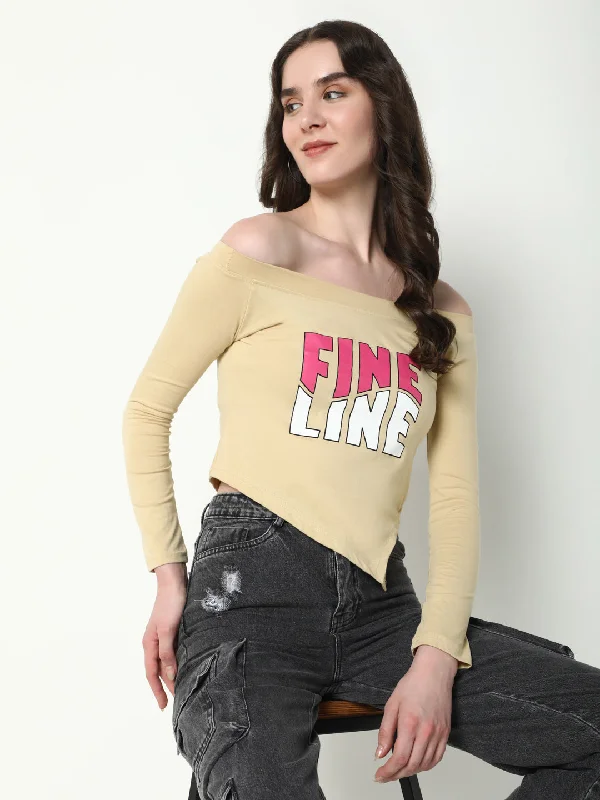 Price Rollback Women Graphic Beige T Shirt