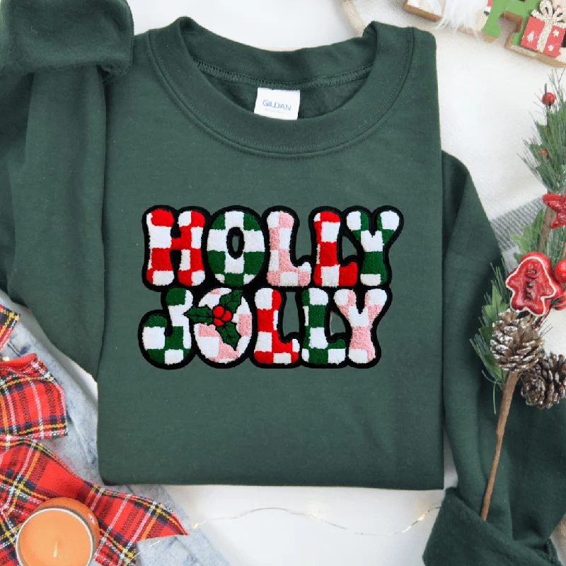 Shop the Weekend Away Holly Jolly Chenille Patch Sweatshirt