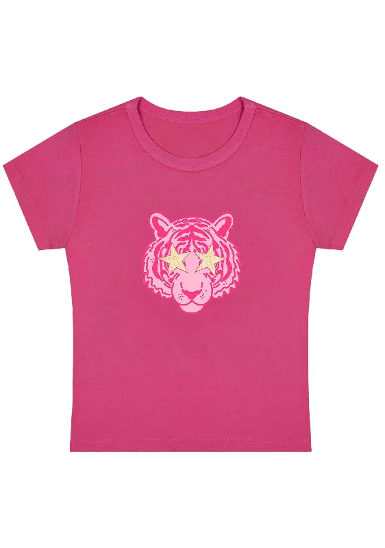 Weekend Bargains Galore Pink Sparkle Tiger Y2K Baby Tee