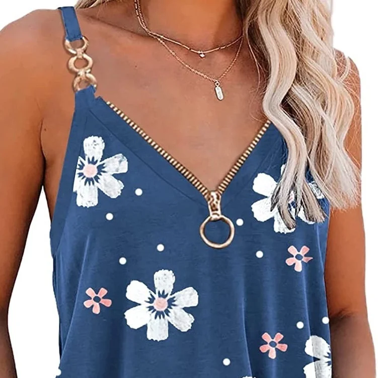 Stock Clearance Summer Clothes 2023 Digital Print Large V-neck Suspender Vest Plus Size Summer Tops Ladies Tops