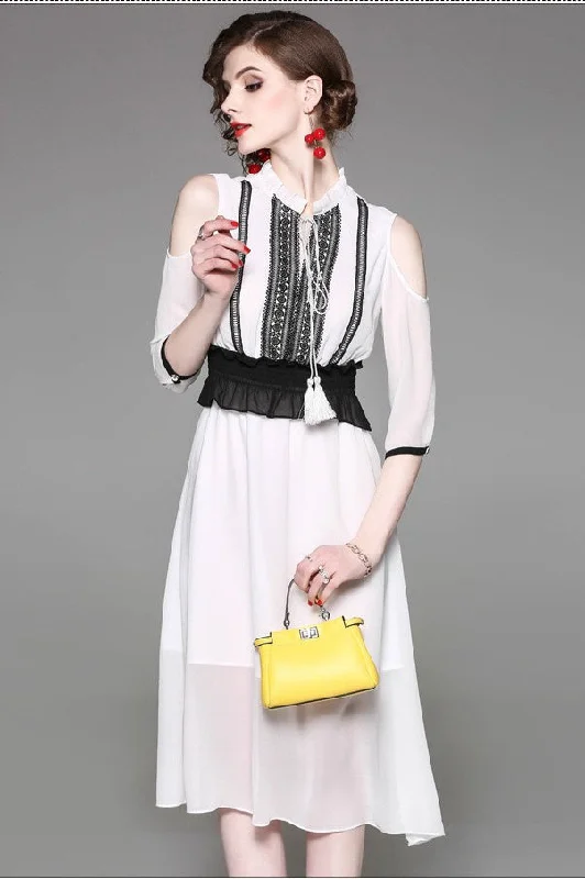 Exclusive Weekend Offers Inside Cold Shoulder Chiffon Dress