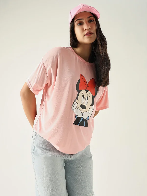 Overstock Clearance Women Graphic Pink T Shirt