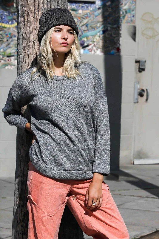 Price Buster Heather Grey Cuffed Long Sleeve Sweatshirt /3-2
