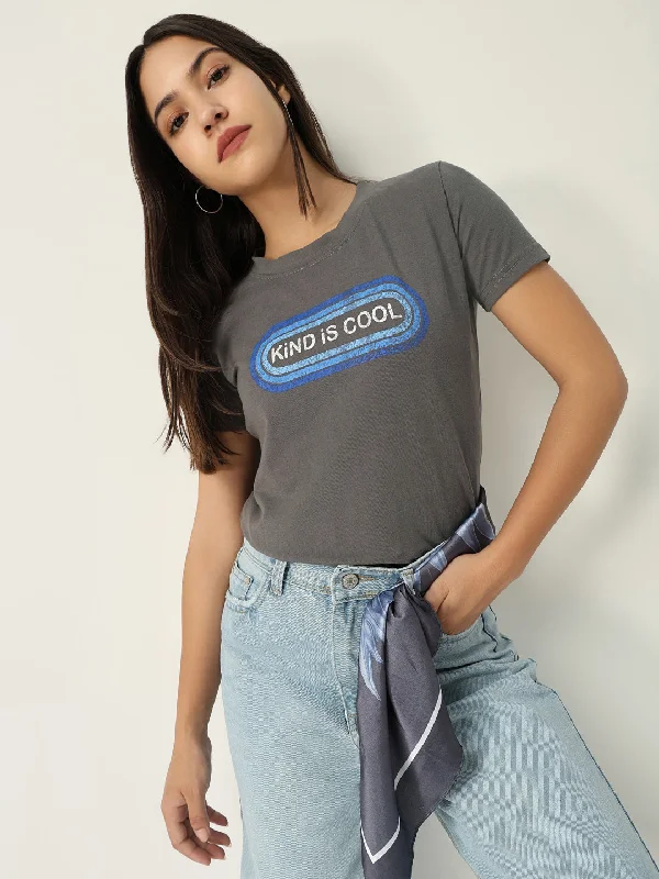 New Arrival Women Graphic Grey T Shirt