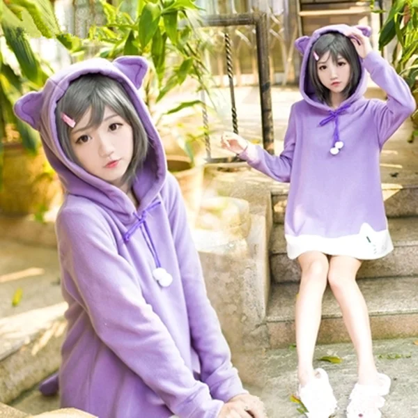 Midnight Madness Neko Cat Ears Purple Hooded AD10168