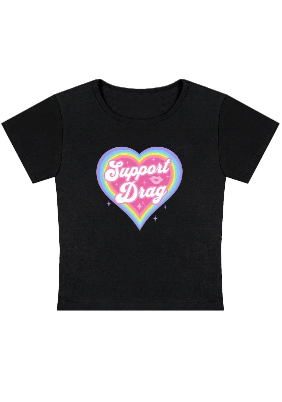 Weekend Shopping Extravaganza Rainbow Heart Support Drag Lip Print Y2K Baby Tee