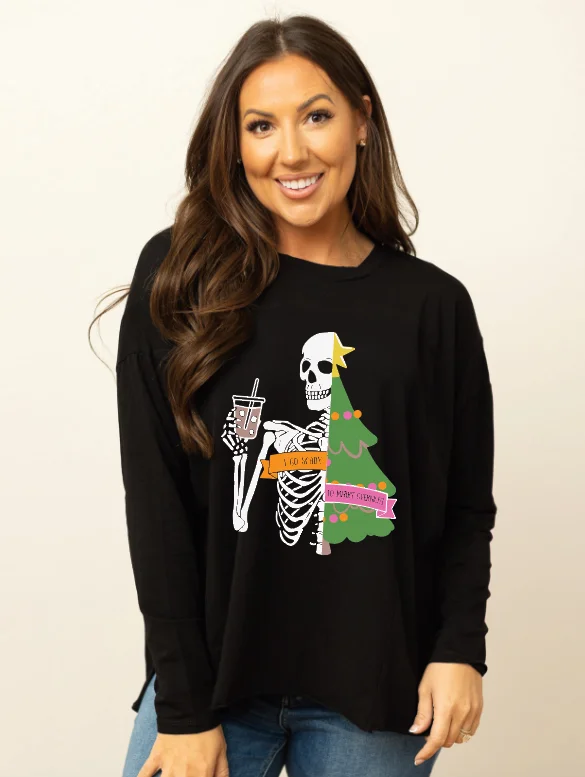 Today’s Special Skeleton Christmas Tree on Black Long Sleeve Tee