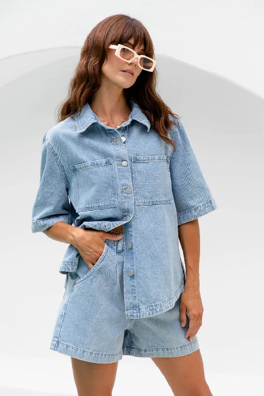 Exclusive Deal Marley Oversized Denim Shirt - Vintage Wash - The Self Styler