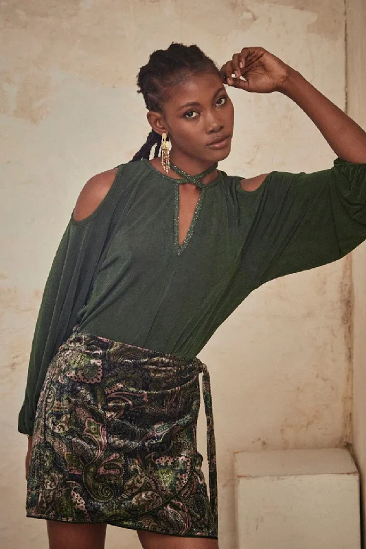 Final Markdown Green Cut Out Blouse