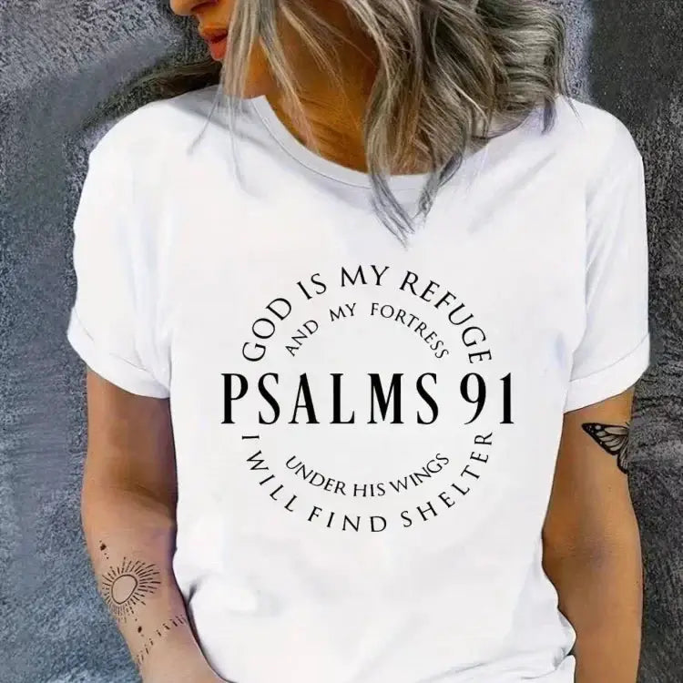 Weekend Deals That Spark God Is My Refuge & Fortress Crew Neck T-Shirt