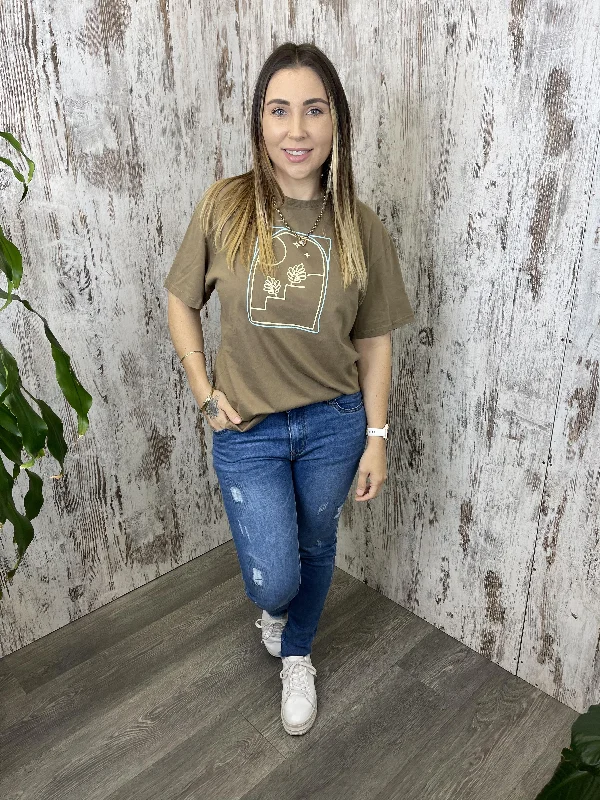Weekend Specials to Delight Paper Heart Night Leaves Vintage T-Shirt - Brown