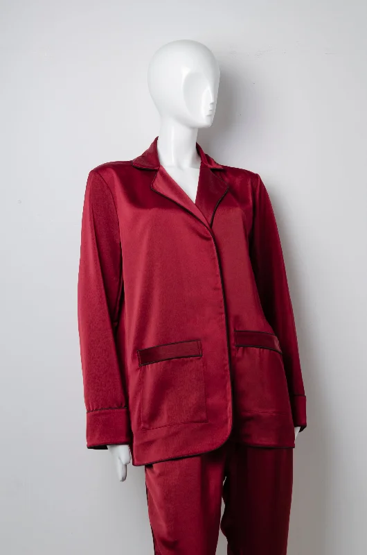 Weekend Offers That Please Blood Red Pyjama Chic Shirt