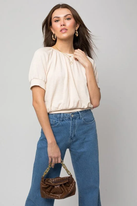 Exclusive Offers Shirring Neck Rib Top
