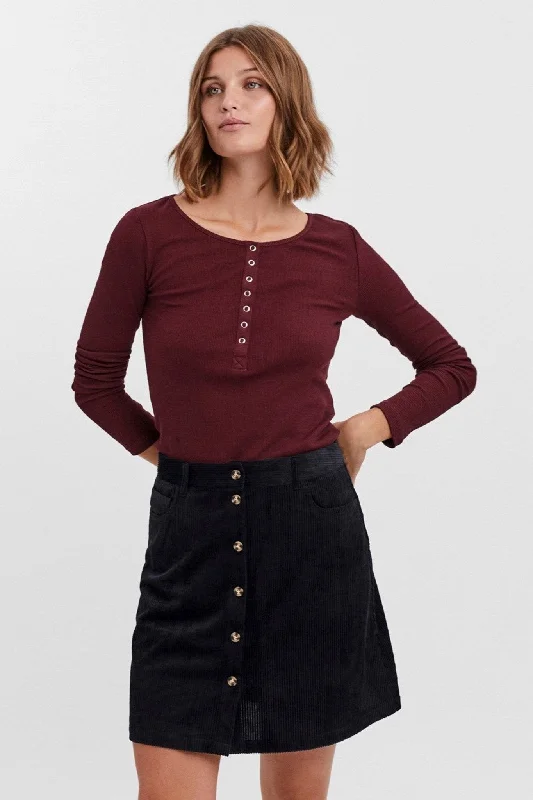 Today Only Natasha Placket Jumper - Burgundy